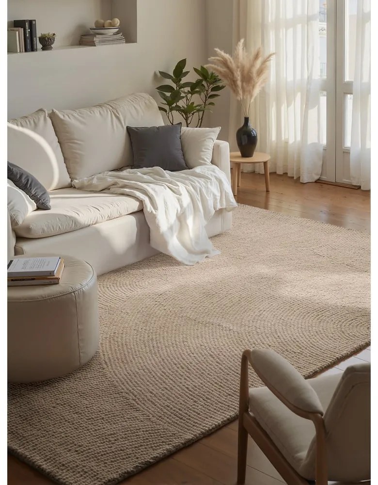 Beżowy wełniany dywan tkany ręcznie 80x150 cm Eleni Light Beige – Hanse Home