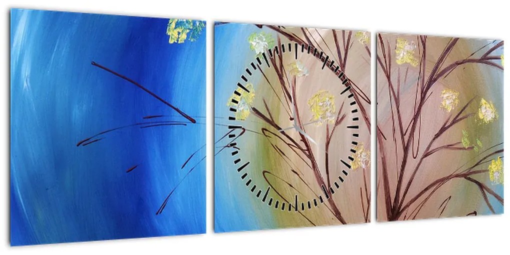 Obraz - Drzewo zakrywające słońce (z zegarem) (90x30 cm)