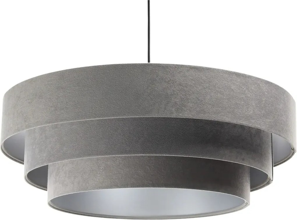 Szaro-srebrna lampa wisząca welurowa - 14X S439 N5-D71