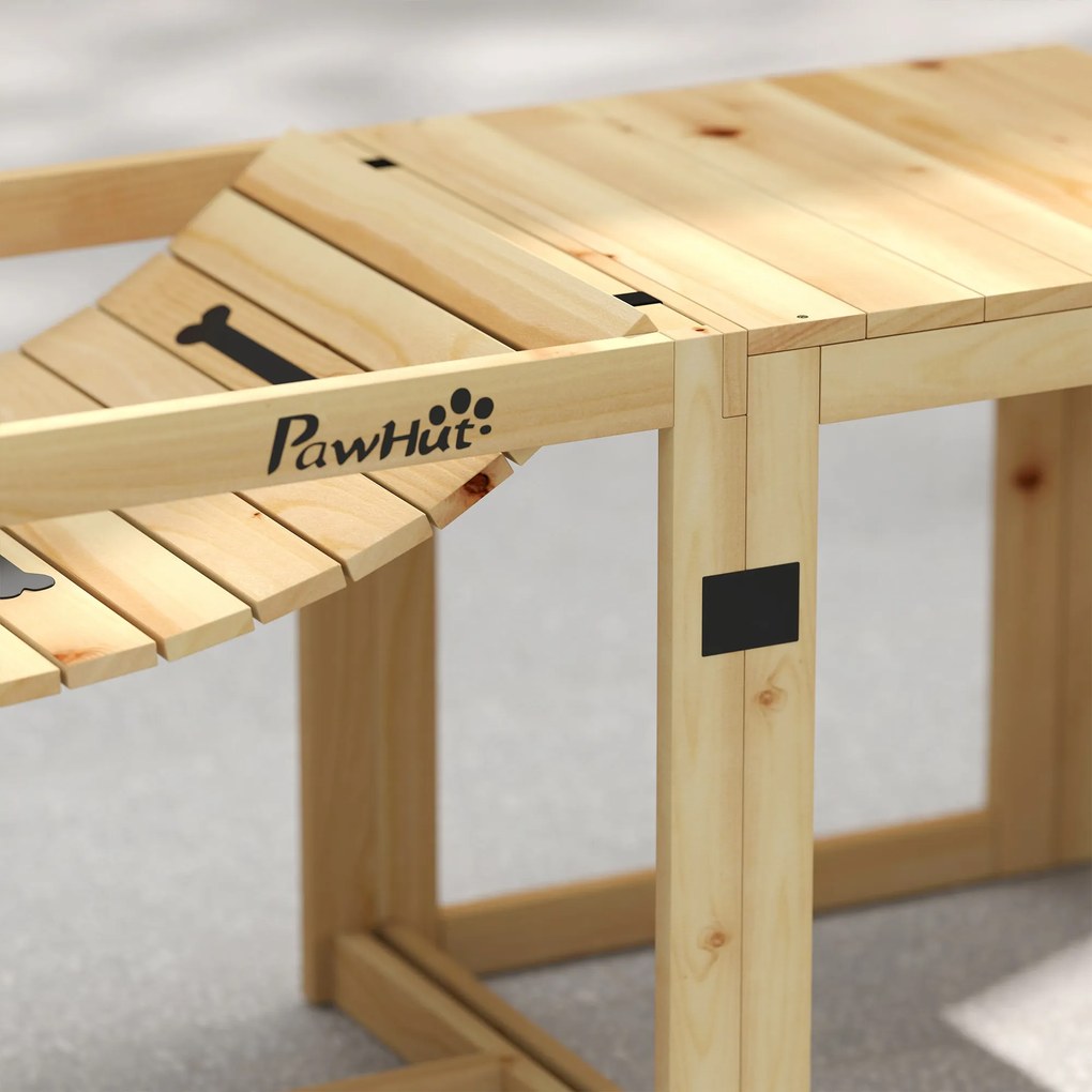 PawHut Zestaw Agility dla Psów, Konstrukcja do Treningu Psów z Mostem, Schodami, Platformą, Drewno Świerkowe, dla Dużych Psów do 40 kg