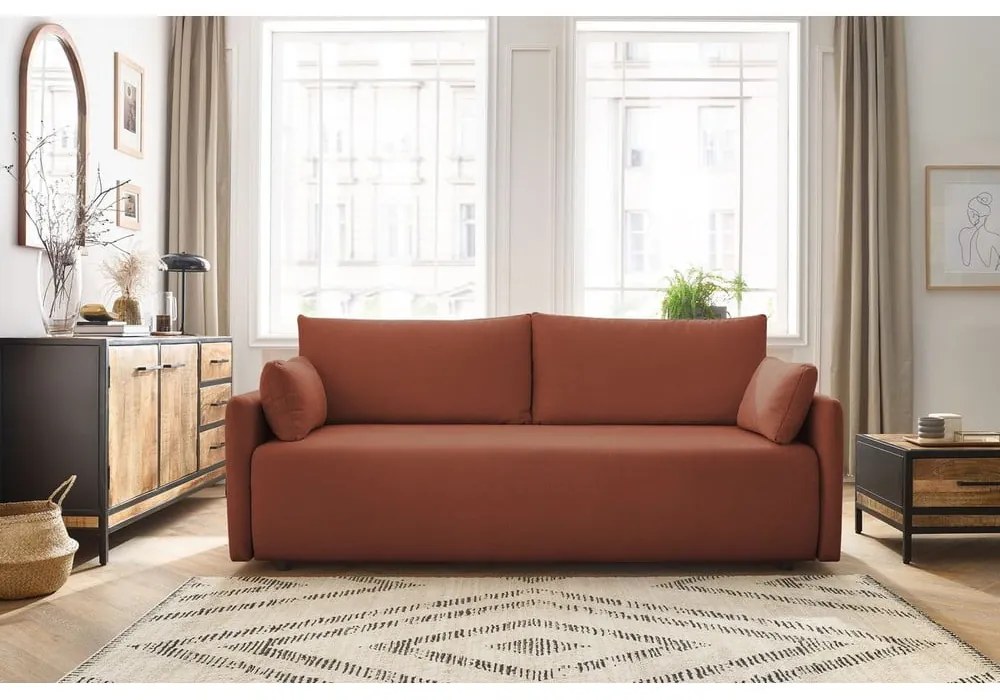Pomarańczowa rozkładana sofa 211 cm Marcel – Bobochic Paris