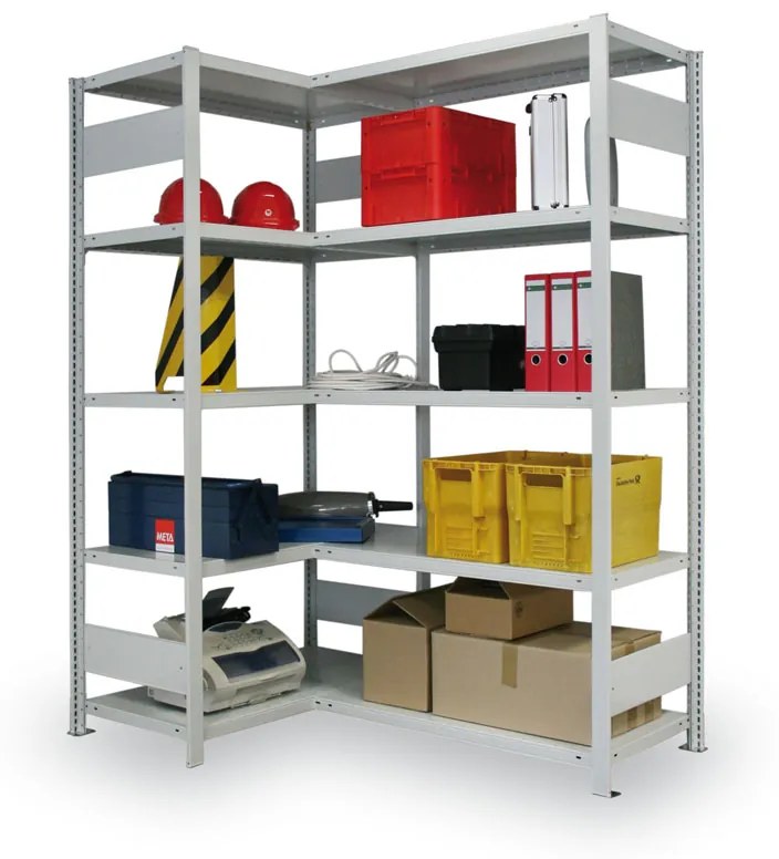 Narożny regał półkowy CLIP, 2000x1000x600 mm, 5 półek