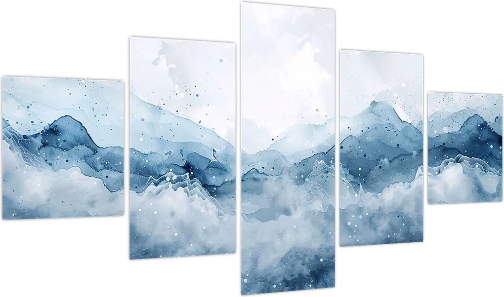 Obraz - Chmury i fale, akwarela (125x70 cm)