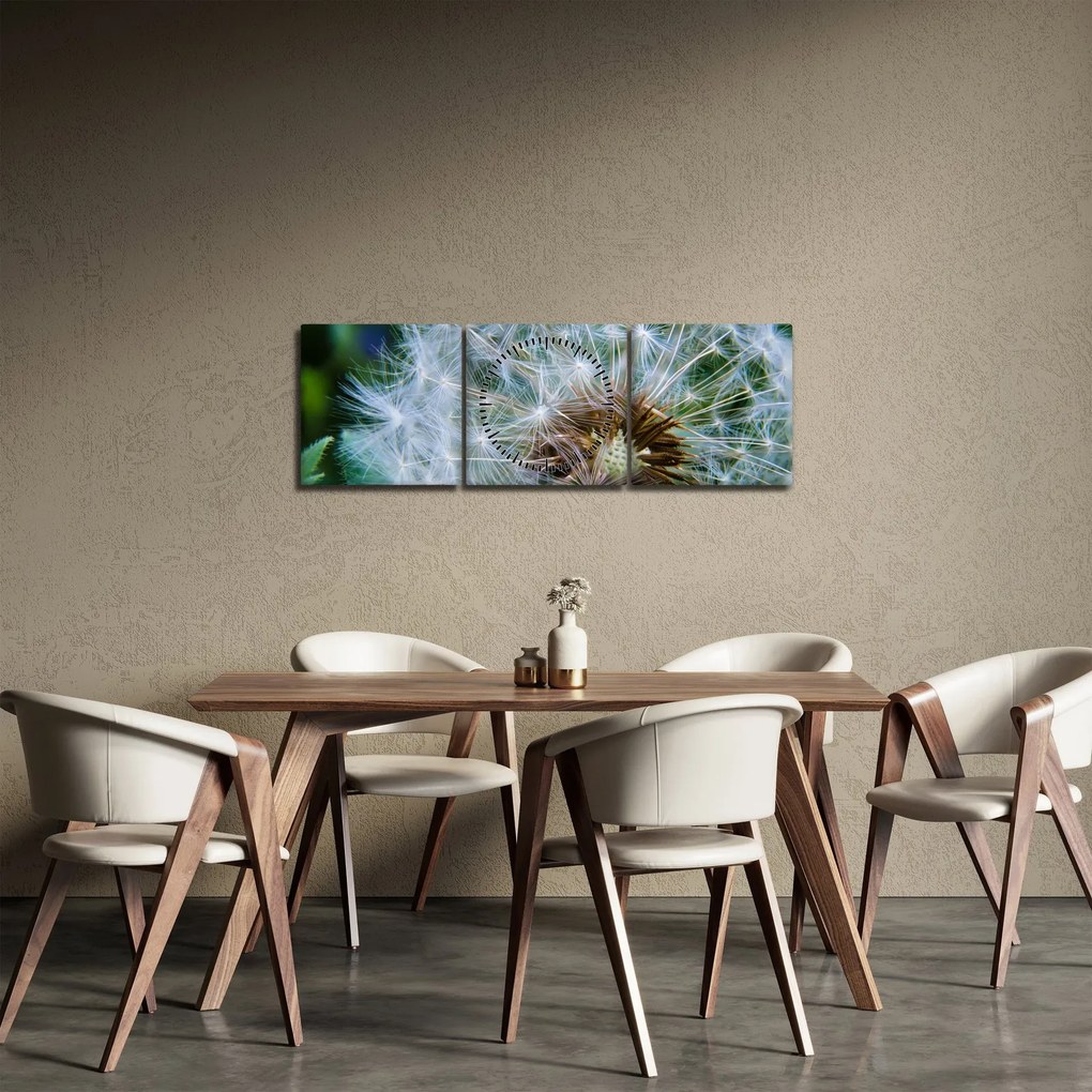 Obraz przekwitniętego dmuchawca (z zegarem) (90x30 cm)