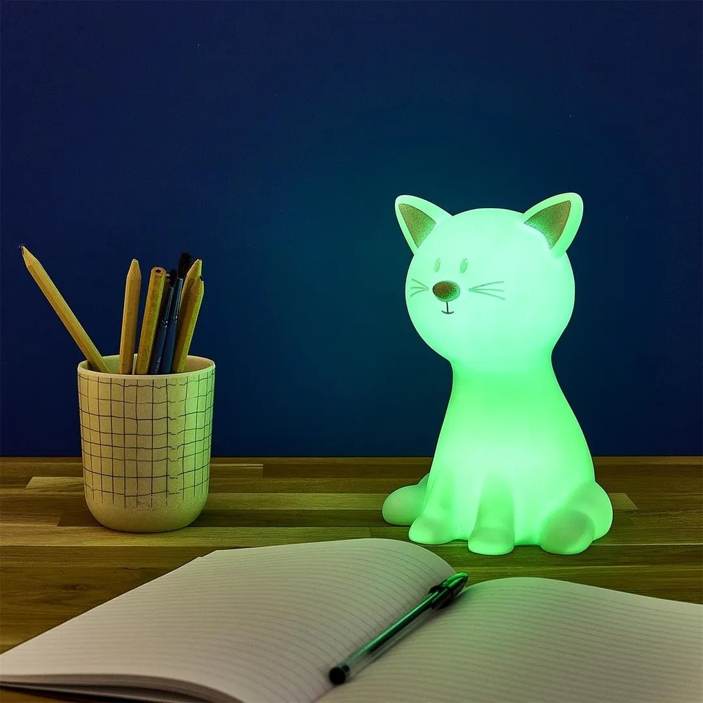 Dziecięca lampka nocna LED CATTY 19cm, biała