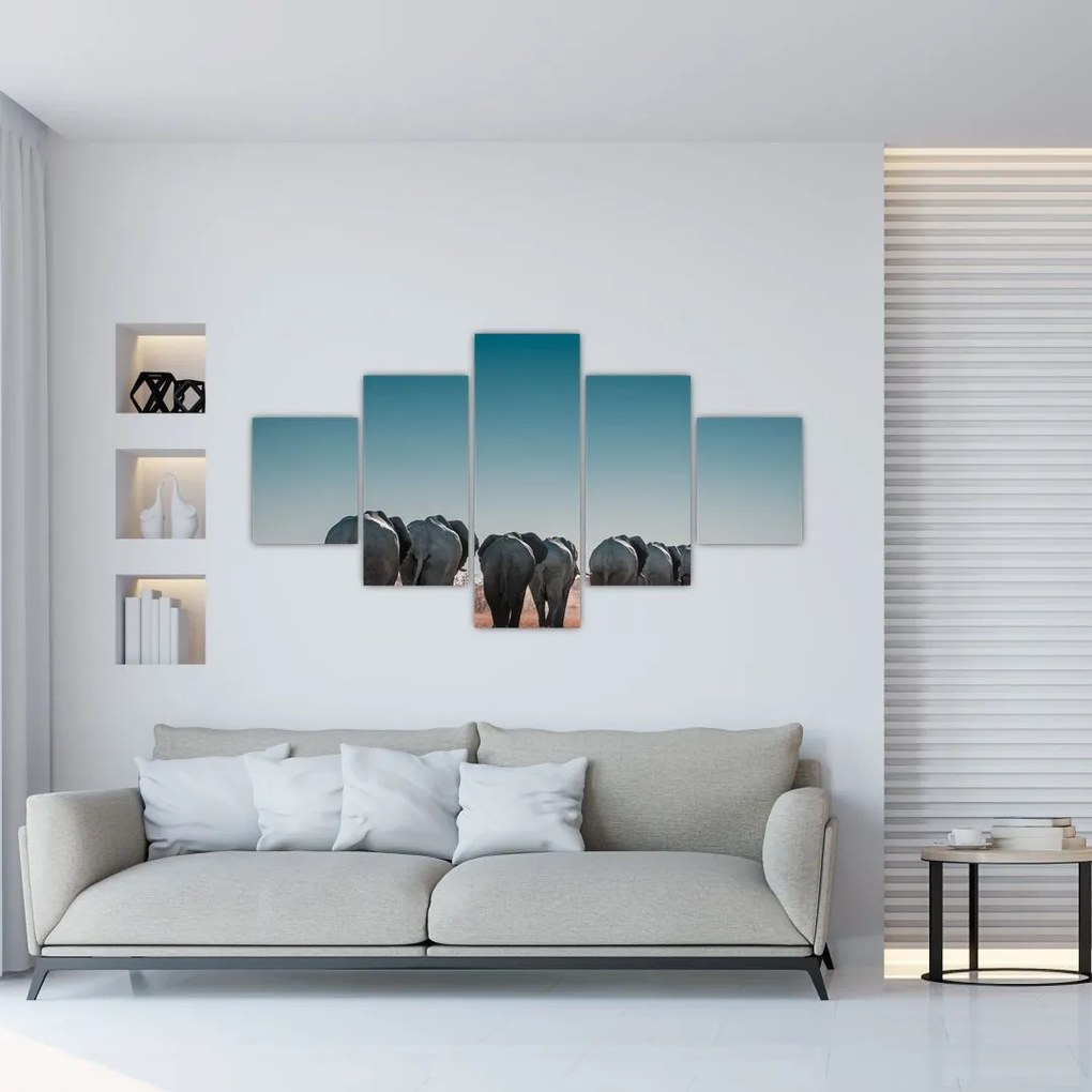 Obraz - Odejście słoni (125x70 cm)