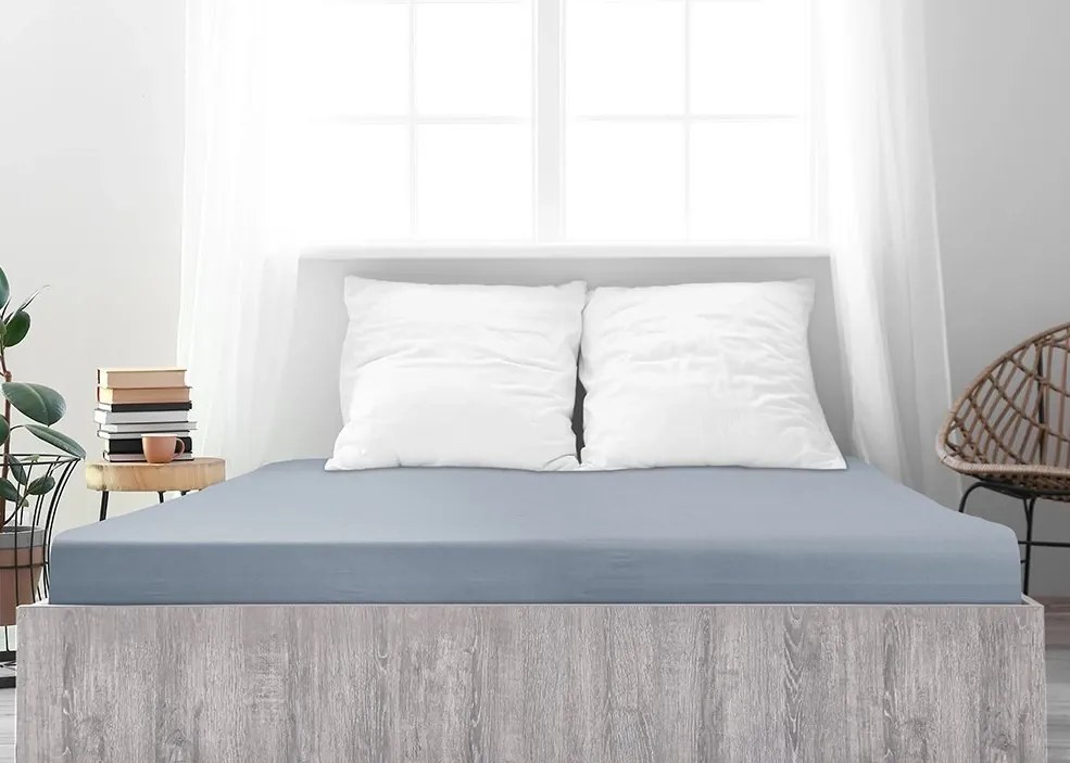 PrzytulneMieszkanie.pl Prześcieradło jersey z bawełny mako LUXORA 90x200 cm jasnoszare