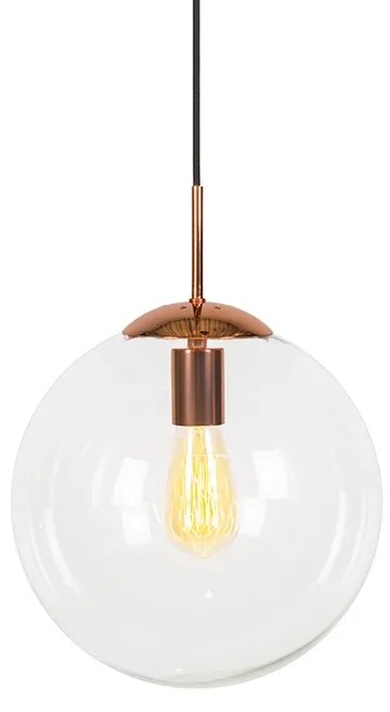 Lampa wisząca Art Deco miedź z przezroczystym szkłem 30 cm - Kula 30 Nowoczesny Oswietlenie wewnetrzne