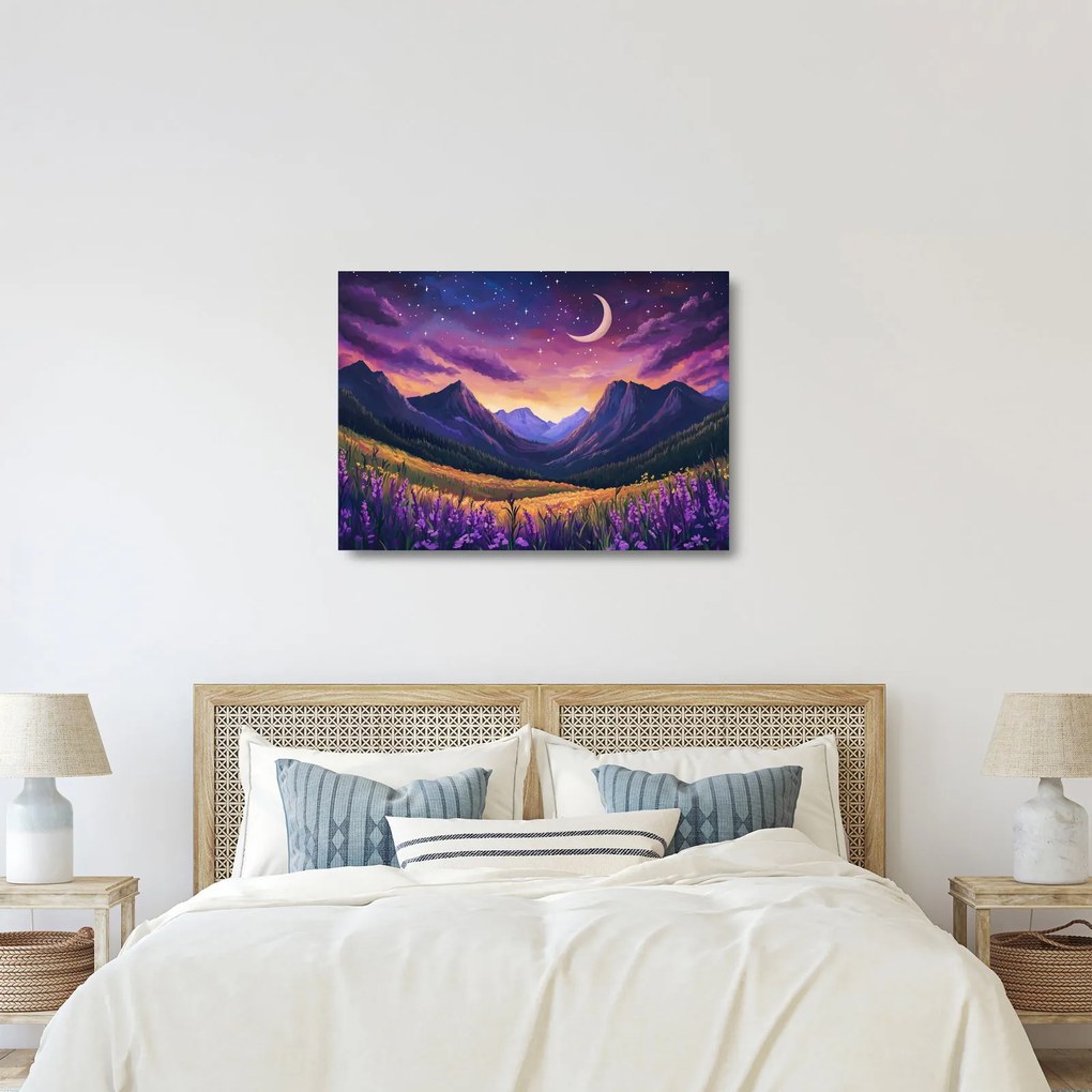 Obraz na szkle - Fioletowy krajobraz (70x50 cm)