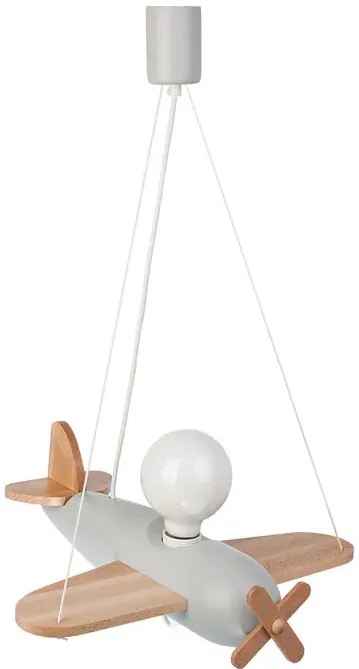 Szara drewniana lampa wisząca samolot - S201-Velori