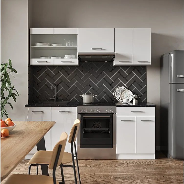 Aneks kuchenny biały wysoki połysk/biały 200x46x81.6 r-line