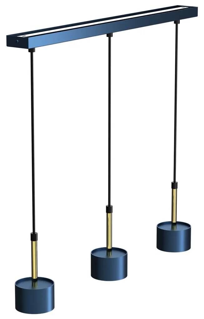 Lampa wisząca ARENA BLUE/GOLD 3xGX53 potrójna, na listwie nad stół, granatowa, złota