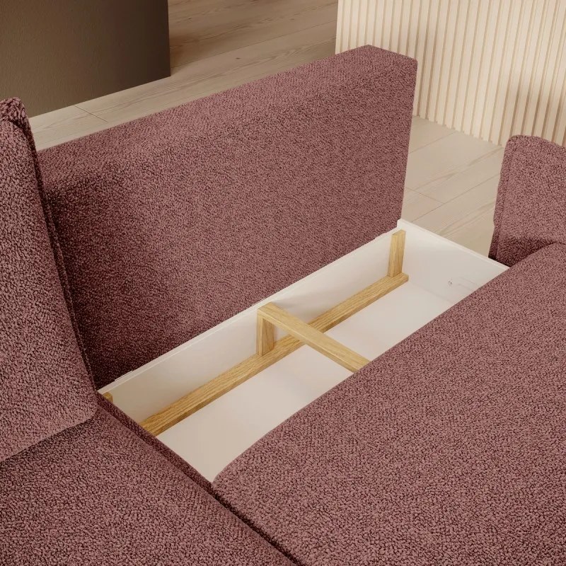 Narożnik GLOSSY z funkcją spania Prawostronny zestaw z poduszkami wolnostojący tkanina BUBBLE 09 WERSAL