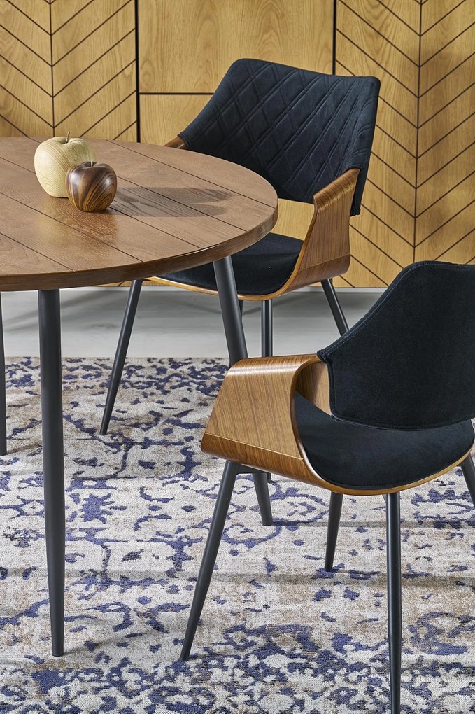 Okrągły stół do jadalni z orzechowym blatem Barry Halmar