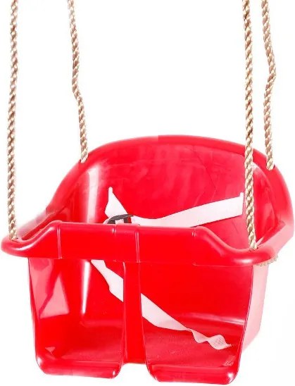 Huśtawka Kubełkowa Plastikowa Regulowane Liny Siedzisko Do Bujania Dla Dzieci Czerwone
