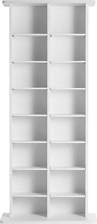 Meble Multimedialne do Schowania SucceBuy, 8 Poziomów, Regulowalna Polka DVD dla 464 CD, Biały