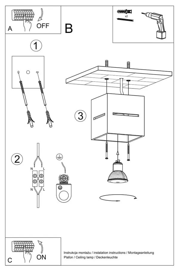Biała lampa sufitowa z metalowym kloszem 10x10 cm Lorum – Nice Lamps