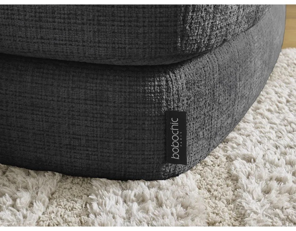 Czarny podnóżek z tkaniny szenilowej Leonore – Bobochic Paris