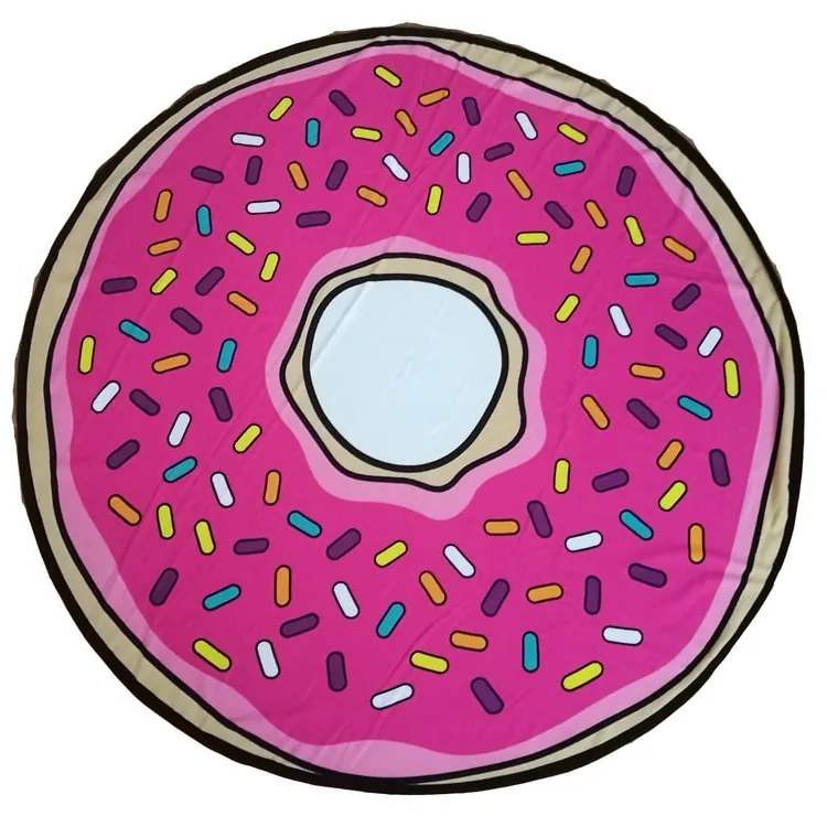 Różowy bawełniany ręcznik plażowy ø 150 cm Donut – JAHU collections