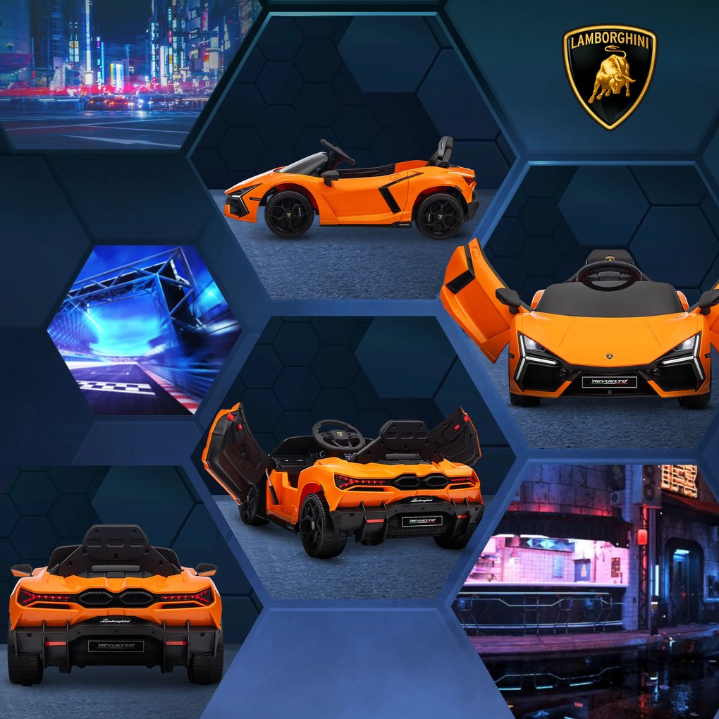 AIYAPLAY Samochód Elektryczny dla Dzieci 3-5 Lat, Płynna Jazda, Sterowany Pilotem, z Klaksonem, Plastik i Metal, Pomarańczowy