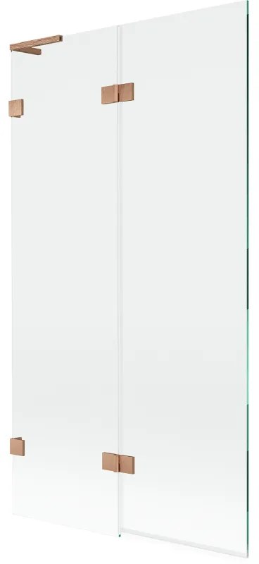 Mexen Lunar L parawan nawannowy 2-skrzydłowy lewy 100 x 150 cm, transparent, miedź szczotkowana - 897L-100-100-65-00-L