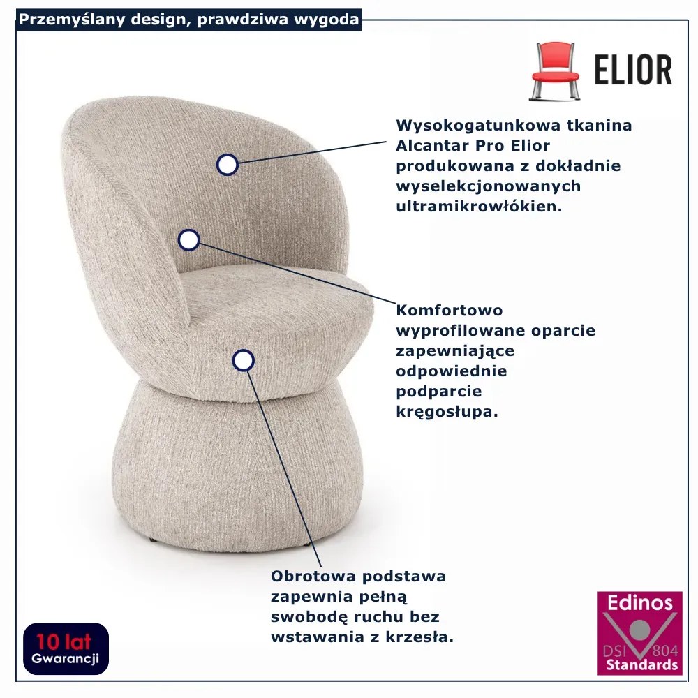 Nowoczesne beżowe krzesło obrotowe P3-K57