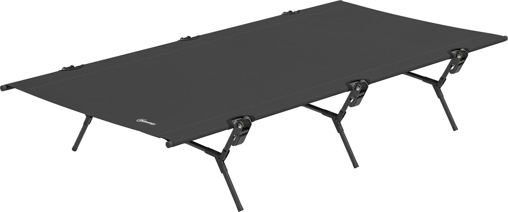 Outsunny Łóżko Campingowe Składane z Torbą 200 x 100 x 36 cm do 120 kg, Extra Szerokie, Czarne
