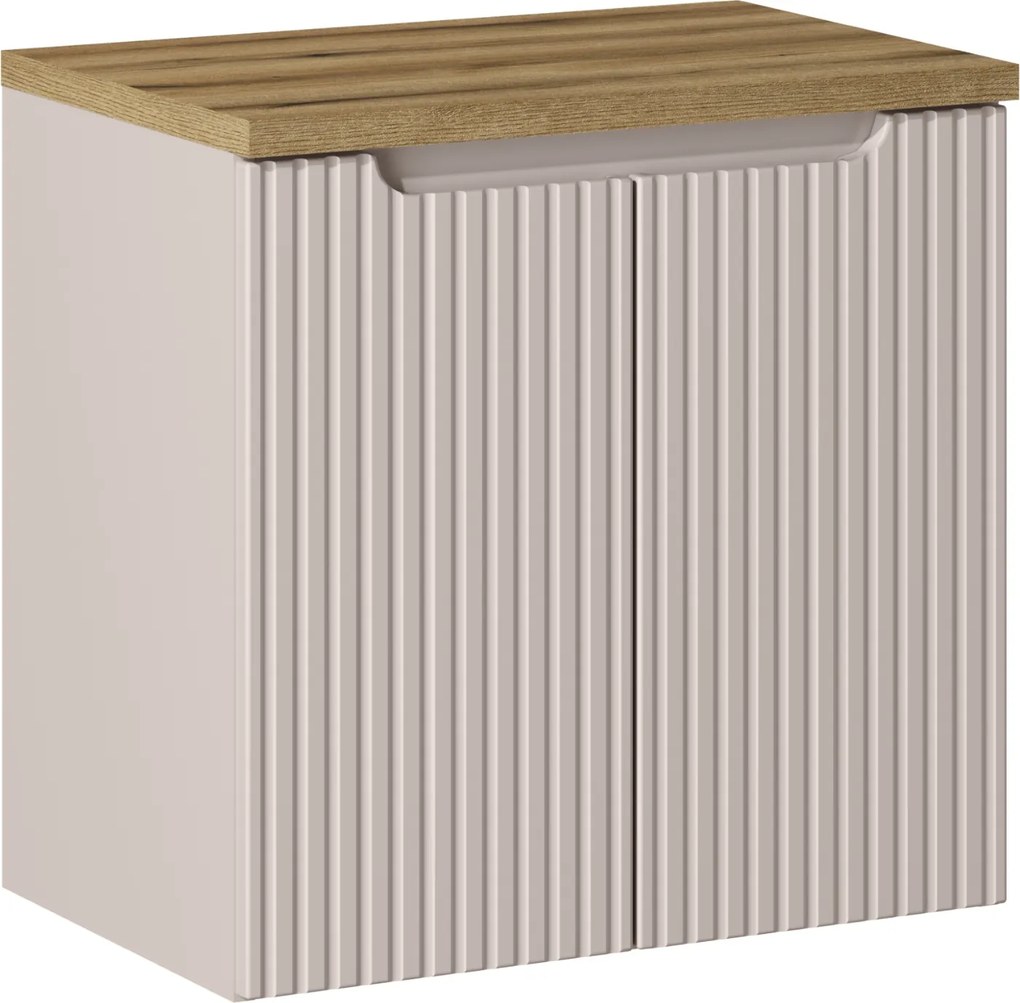 Szafka podumywalkowa 2-drzwiowa Nova 60 cm z blatem, kaszmir mat/dąb coast evoke