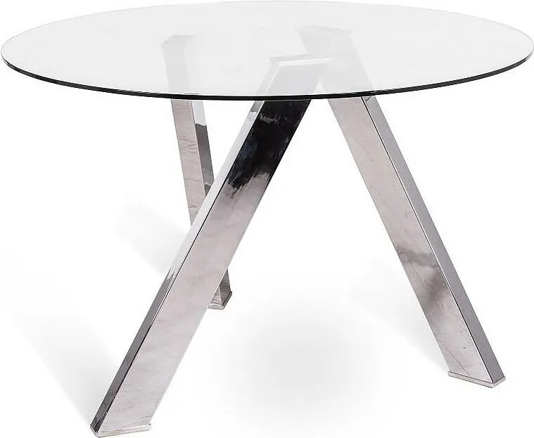 Stały stół Rondò ze szkła hartowanego i białymi nogami