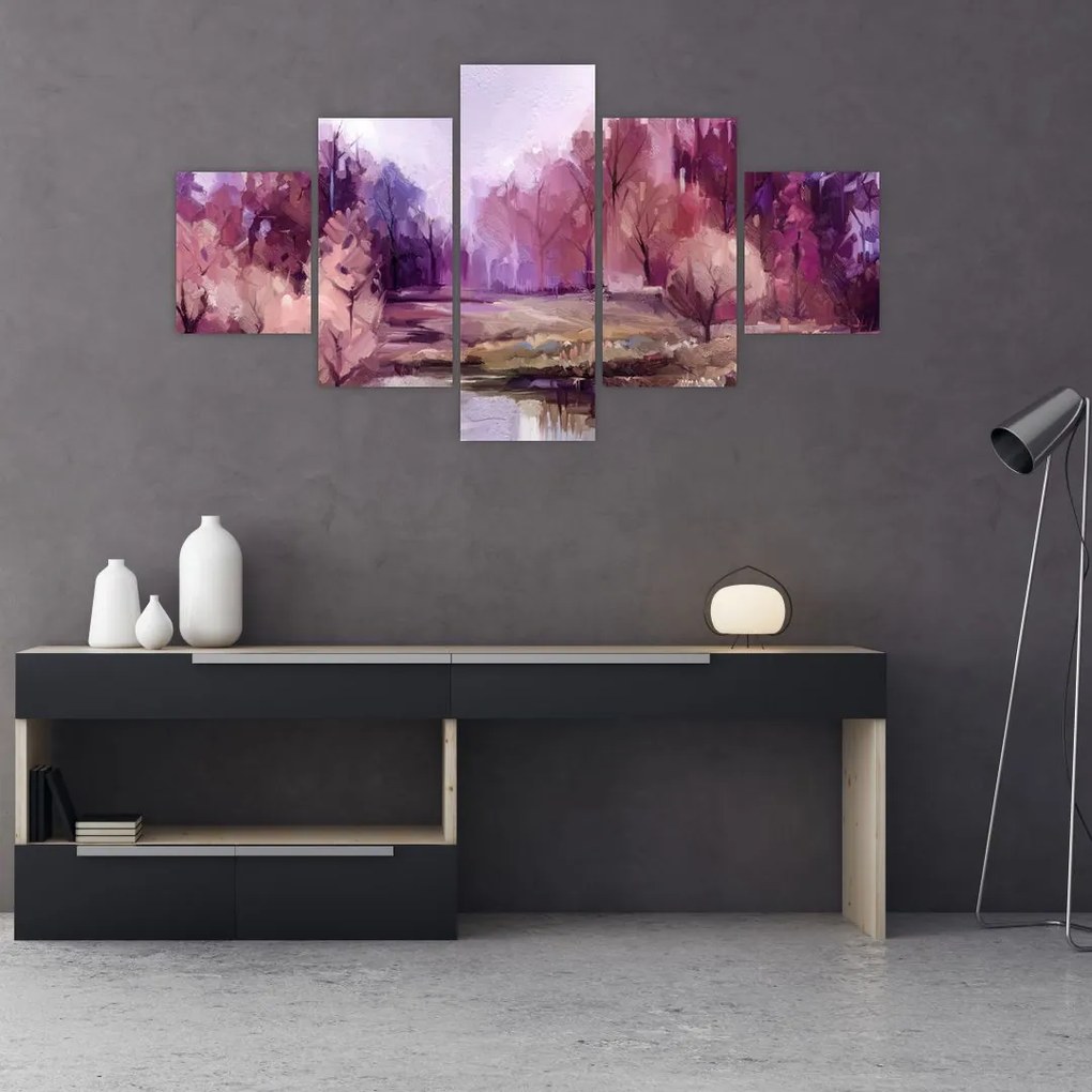 Obraz - Malarstwo pejzażowe jesienne (125x70 cm)