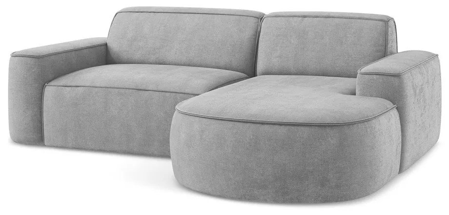 Jasnoszary narożnik z tkaniny szenilowej (prawostronny/z szezlongiem) Omao – Makamii