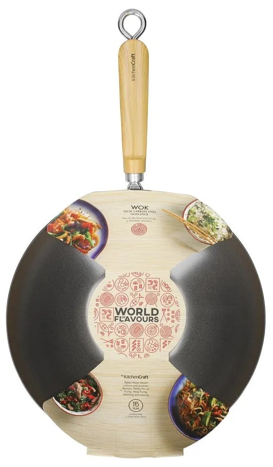 Patelnia WOK z powłoką nieprzywierającą Kitchen Craft Oriental, ⌀ 30 cm