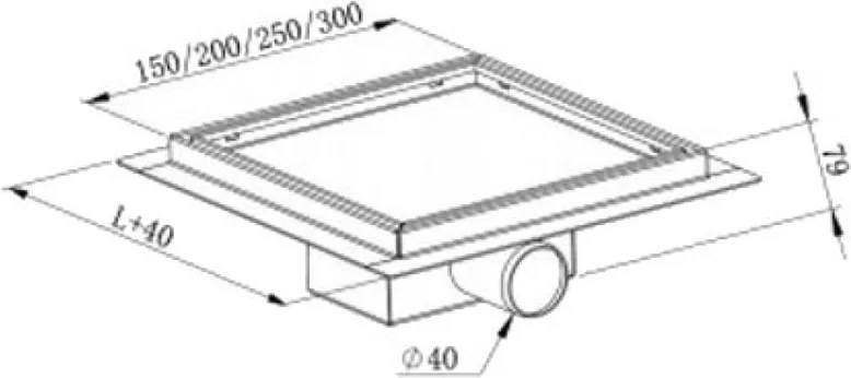 Mexen Flat-Q M13 wpust podłogowy kwadratowy 25 x 25 cm, czarny - 1710025