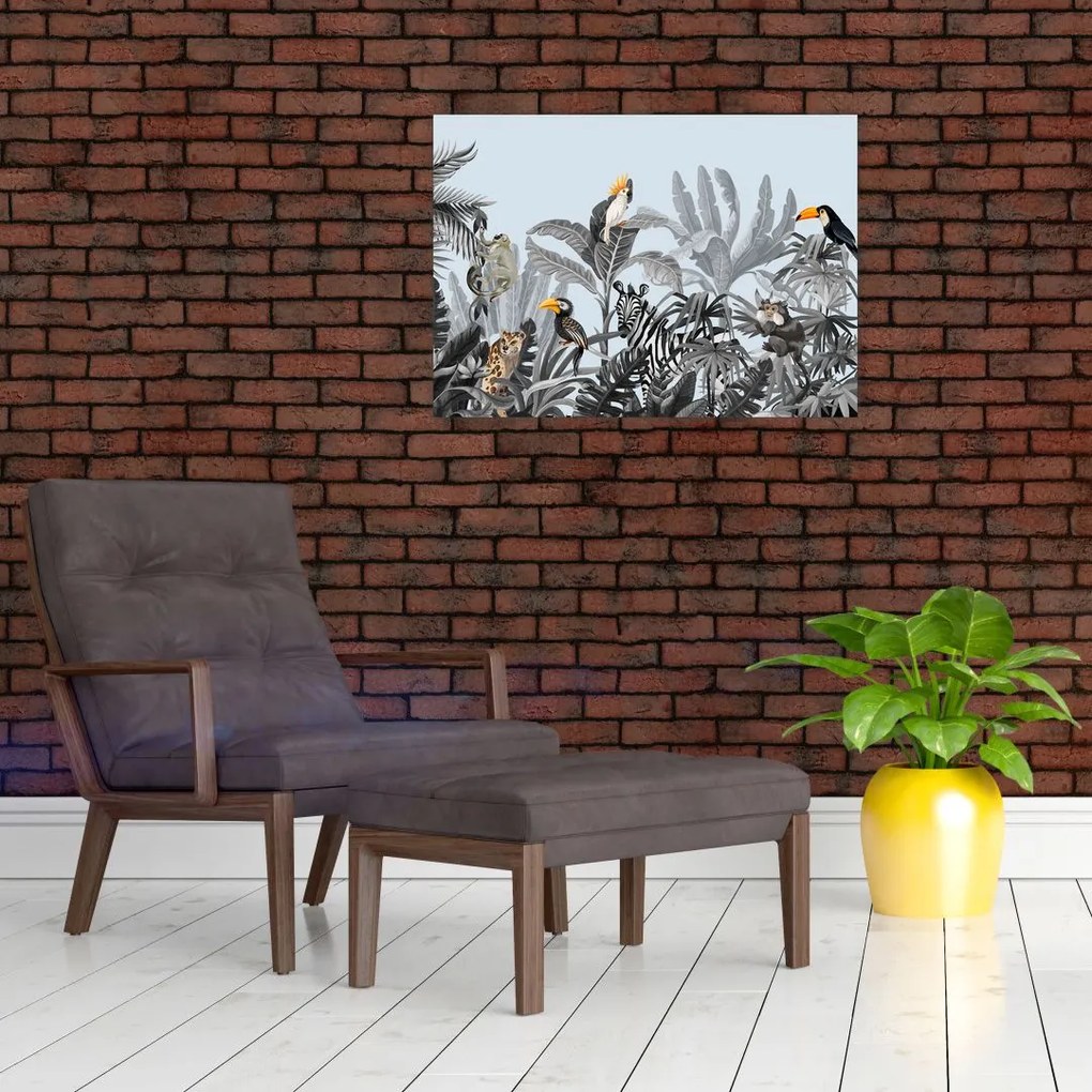Obraz zwierząt w tropikalnym lesie (70x50 cm)