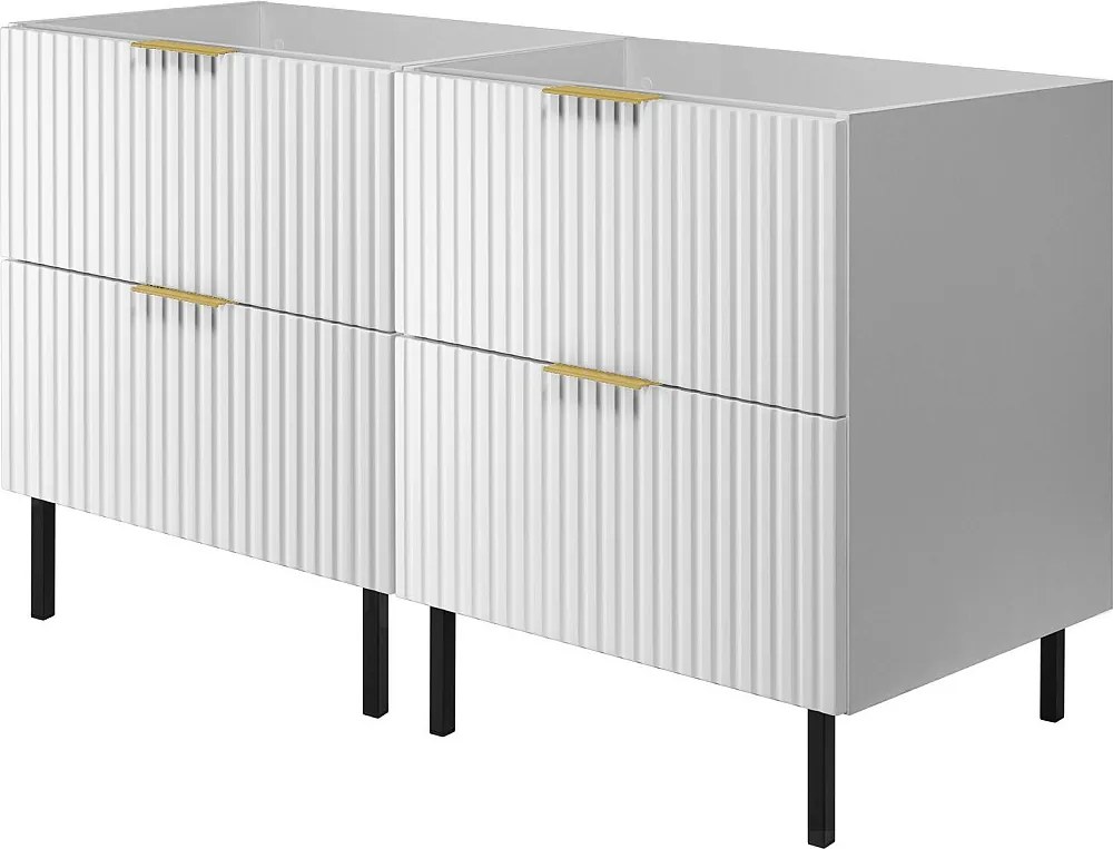 Szafka pod umywalkę, Biały, 120 (2 x 60) x 77 x 46 cm, uchwyt złoty, nogi czarne, bez blatu