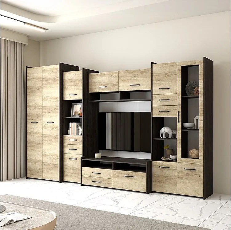 MOKKA S 310 cm, regał ścienny, dąb Canterbury