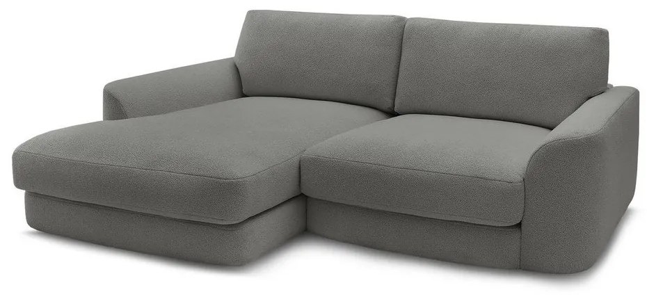 Ciemnoszary narożnik z materiału bouclé (lewostronny/z szezlongiem) Leonore – Bobochic Paris