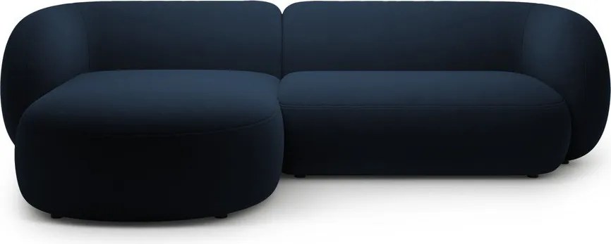 Niebieski aksamitny narożnik (lewostronny/z szezlongiem) Kate – Micadoni