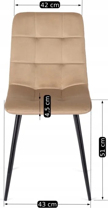 Krzesło Tapicerowane do Jadalni PERU Beżowe Welurowe Nowoczesne Loft