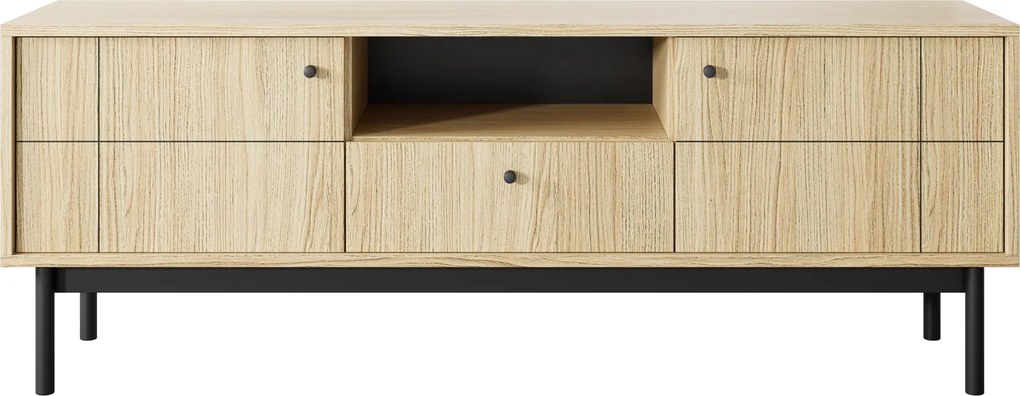 Szafka pod telewizor w stylu loft Japandi RTV154, dąb linea