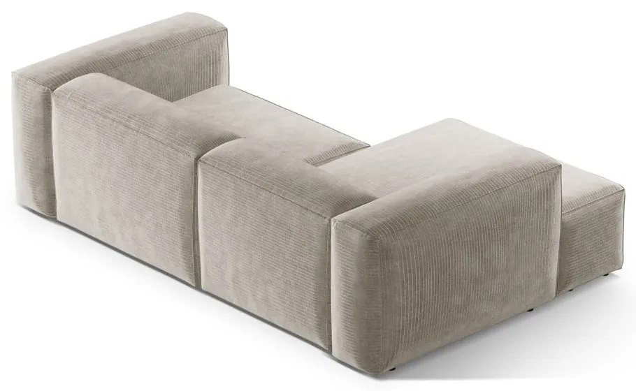 Beżowy sztruksowy narożnik (lewostronny/z szezlongiem) Bergano – Cosmopolitan Design