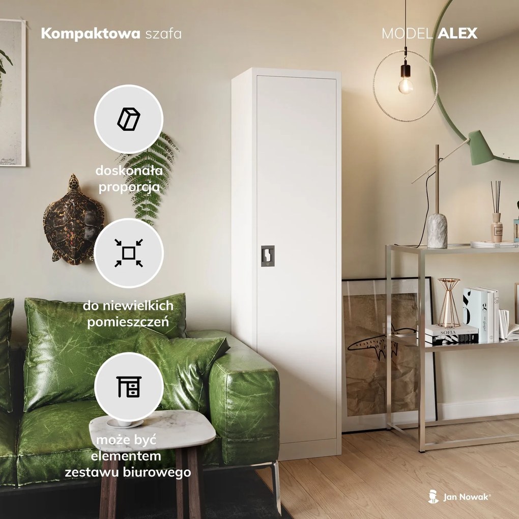 Metalowa szafa aktowa Alex 45x40x185 cm szara