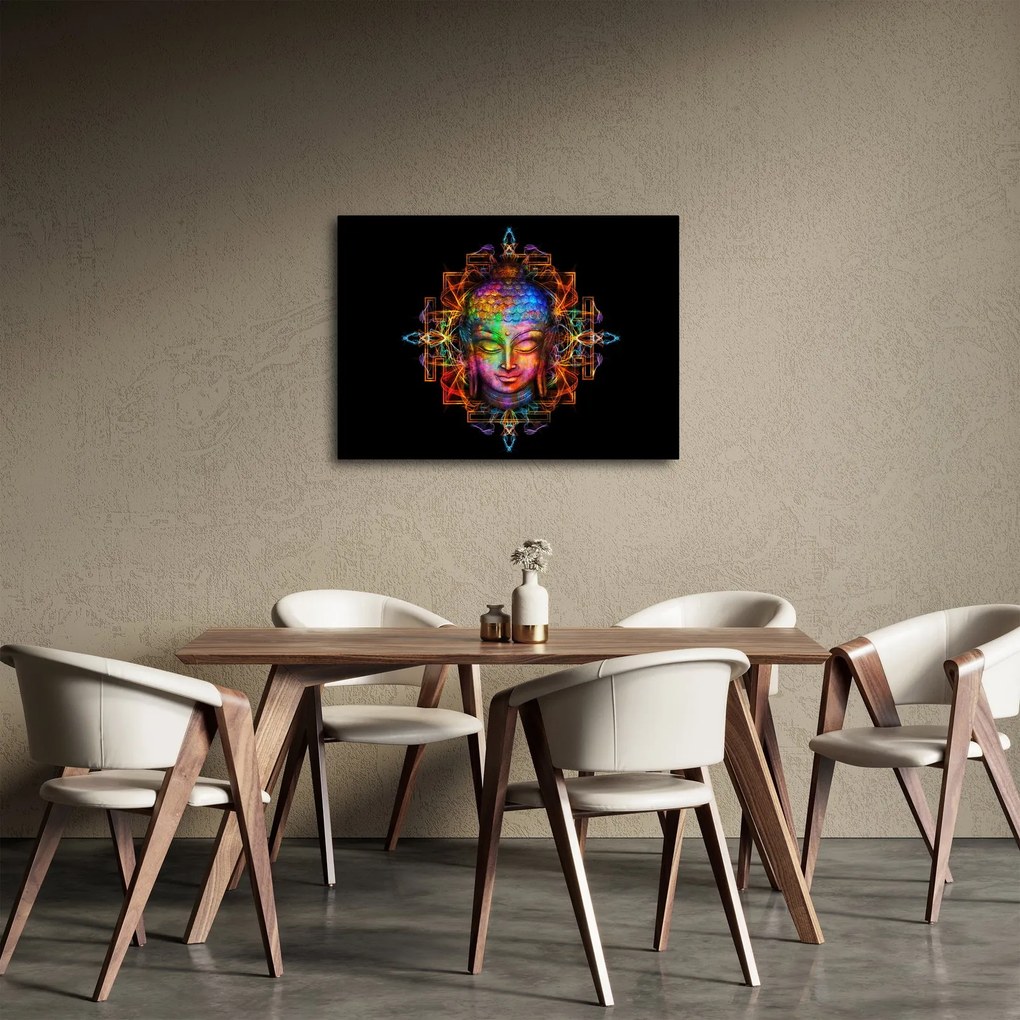 Obraz - Popiersie Buddy w neonowych kolorach (70x50 cm)