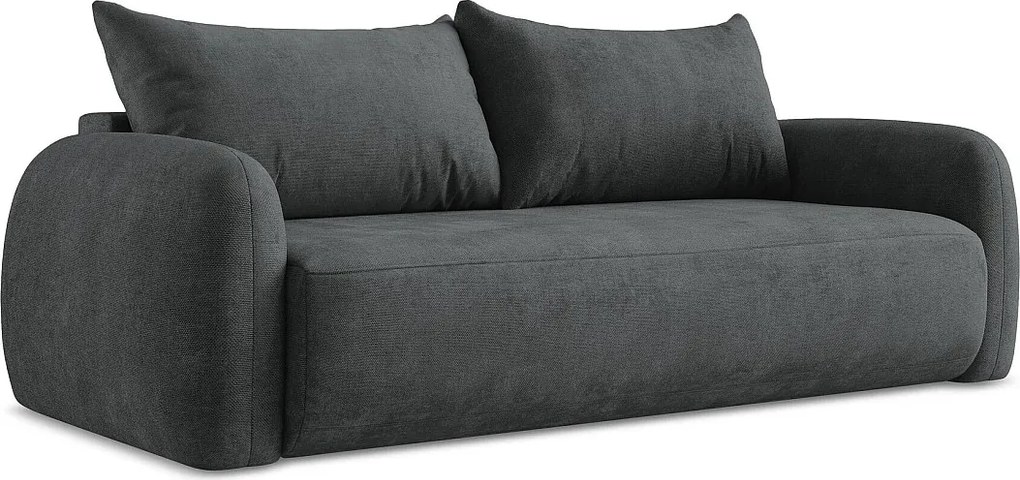 Kanapa 3-osobowa z funkcją spania - z tkaniny szenilowej - ciemny szary - HALE