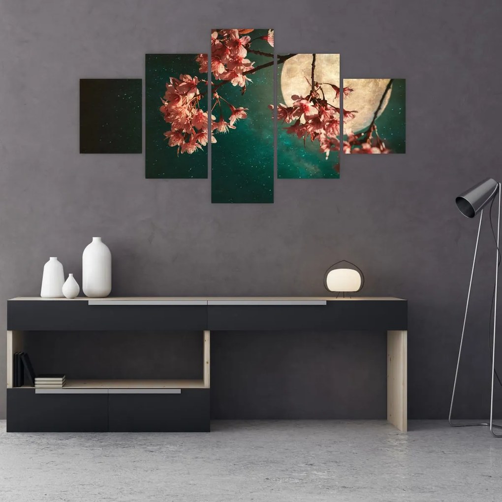 Obraz - Kwiat wiśni podczas pełni (125x70 cm)