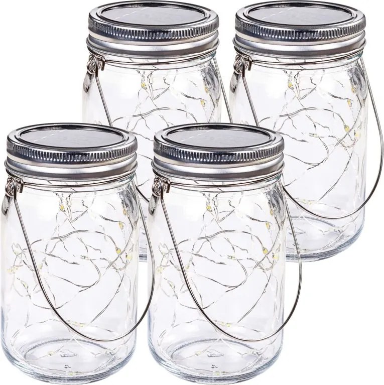 VOLTRONIC Zestaw słoików solarnych 20 LED, 4 szt.