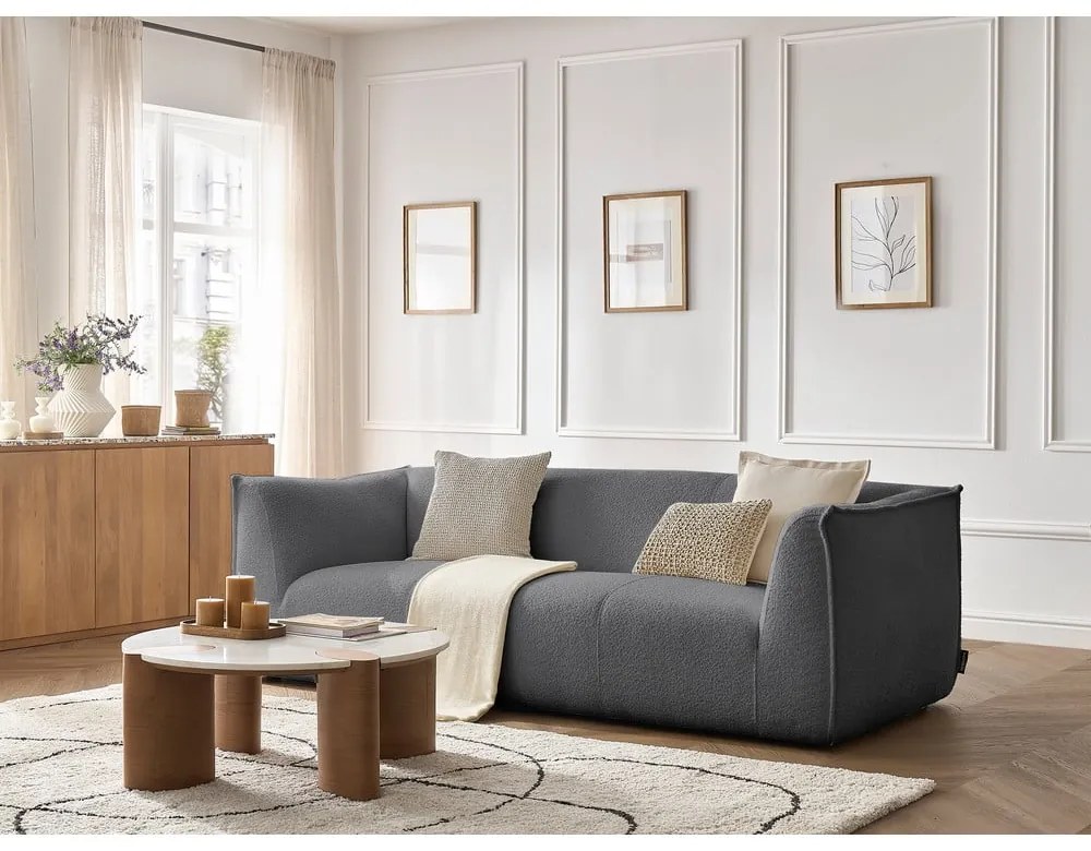 Ciemnoszara sofa z materiału bouclé 242 cm Giorgia – Bobochic Paris
