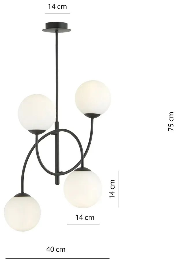 Lampa sufitowa w stylu loft z mlecznymi kloszami - D116-Inos