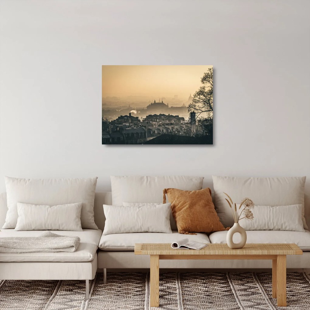 Obraz na szkle - Miasto pod mgłą (70x50 cm)
