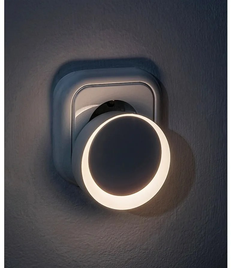 Rabalux 76000 lampka nocna LED do gniazda Zofe, czujnik ściemniania, 0,3 W, 20 lm, IP20